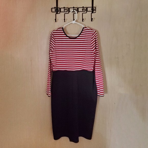 Deadly Dames Red & White Striped Hot Rod Honey Wiggle Dress, Size 2x GUC - Picture 4 of 11